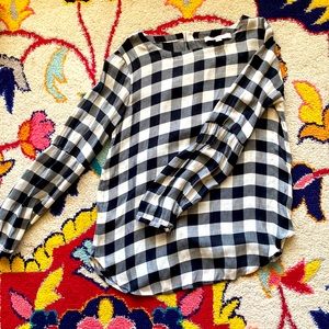 LOFT size small  full button back checked top